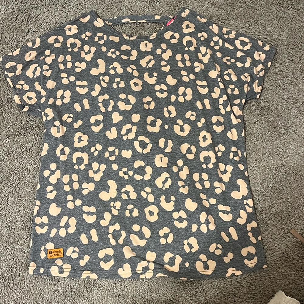 Simply southern cheetah print shirt with cross back